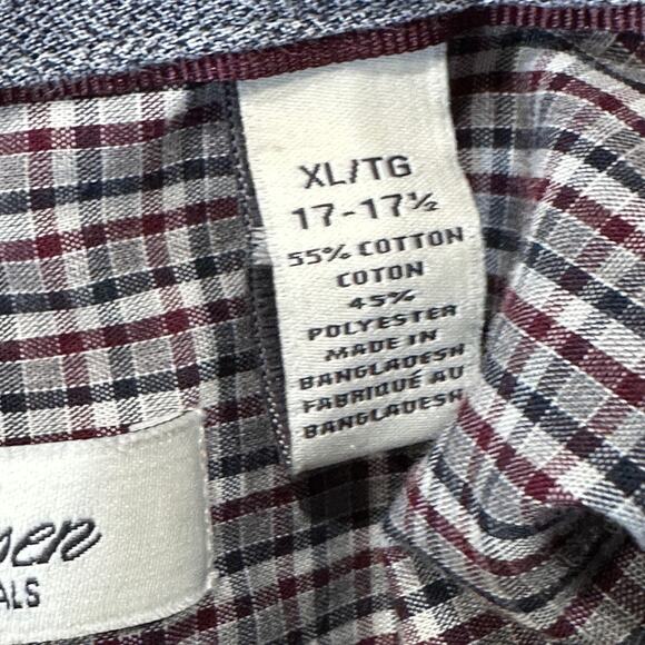 Van Heusen Shirt Mens XL Dark Blue Button Up Long Sleeves Slim Fit Cotton Blend - Picture 8 of 8